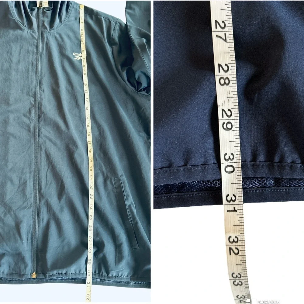Reebok Men's Training Essentials Jacket Lightweight Full Zip Hooded Navy 2XL NWT